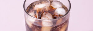 Cola and ice cubes in a glass